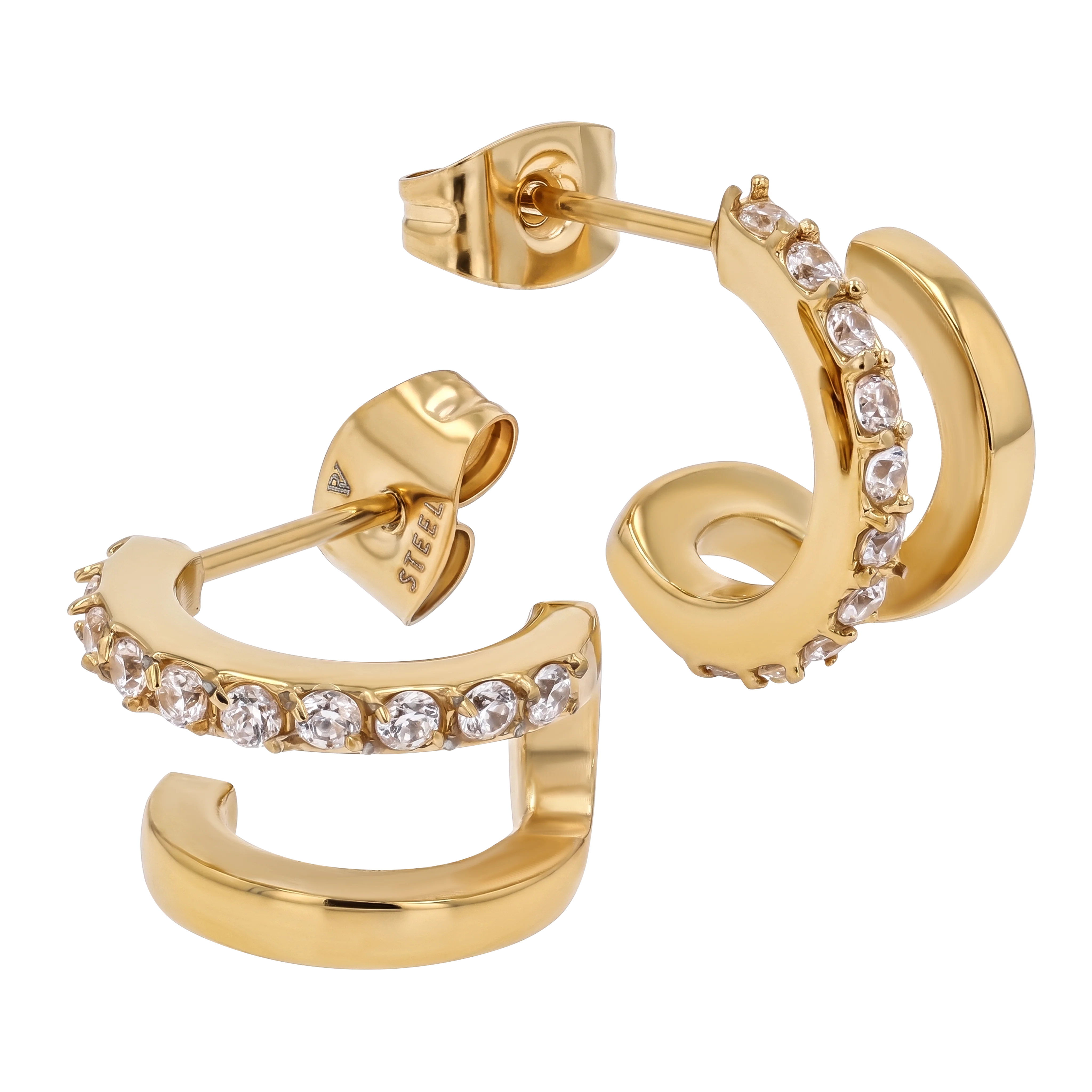 Classic Pave Double Hoops