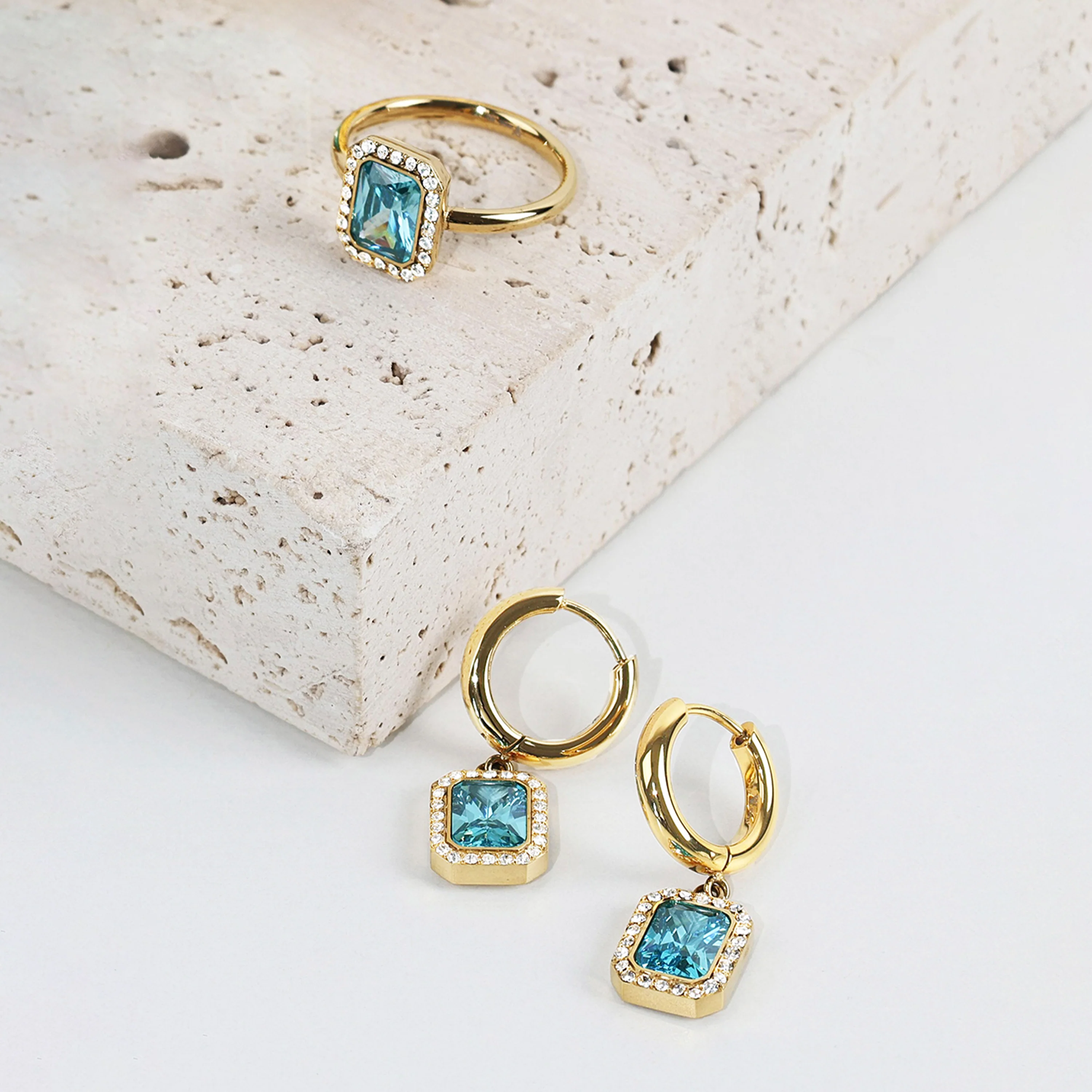 Pavé Emerald Charm Hoops - Image 3
