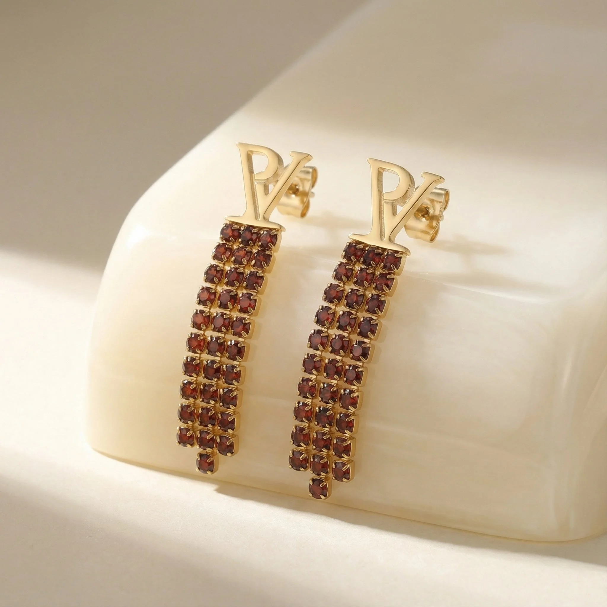 PV Tennis & Chain Earrings - Image 4